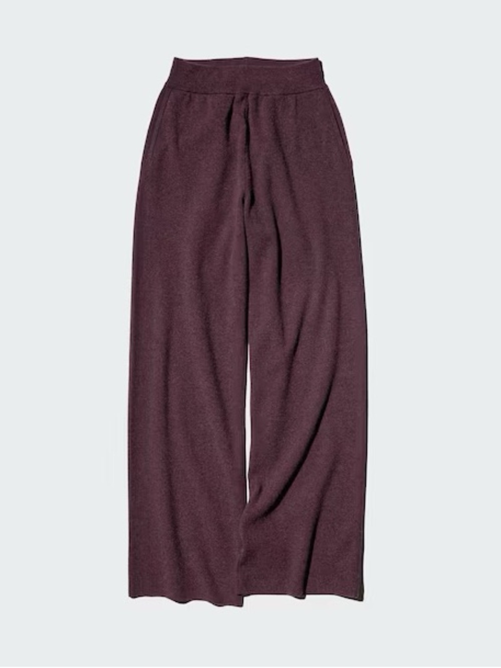 Uniqlo Women’s Washable Milano Ribbed Pants burgundy dark red Pull On Soft Knit